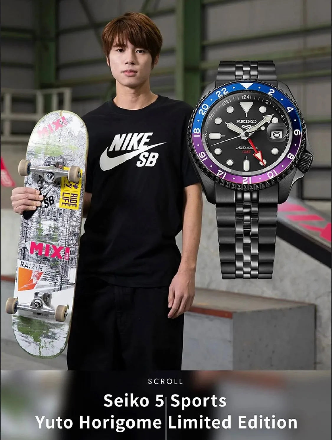 SEIKO GMT 5 SPORTS AUTOMATIC BLACK DIAL