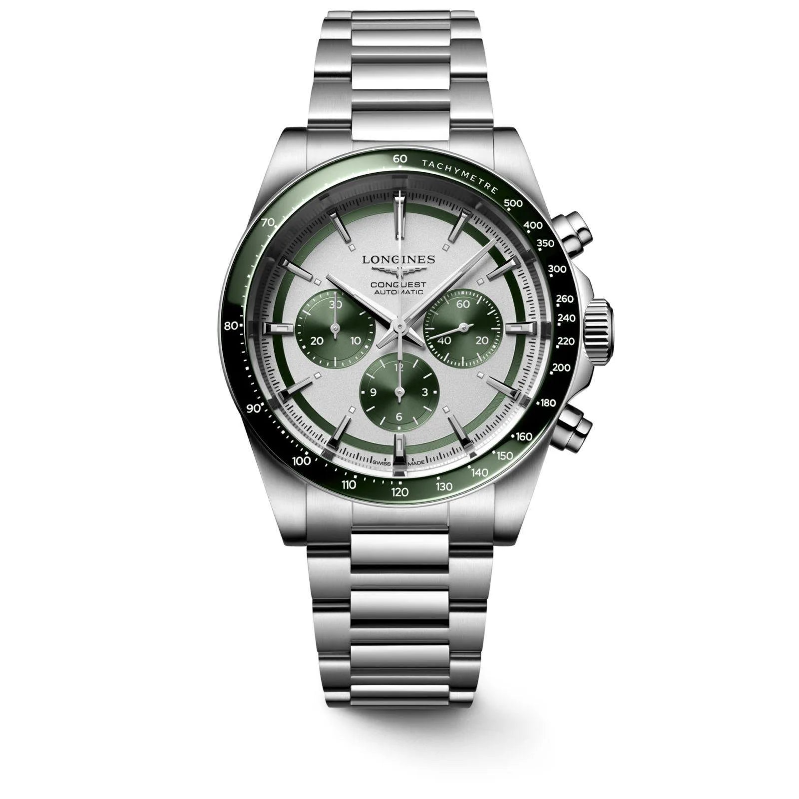 LONGINES CONQUEST CHRONOGRAPH AUTOMATIC WHITE & GREEN DIAL