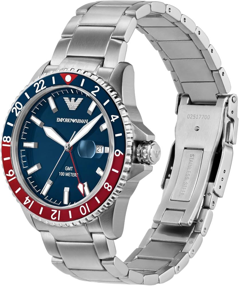 Emporio Armani AR11590 Diver GMT Blue Dial Men’s Automatic Quality Watch