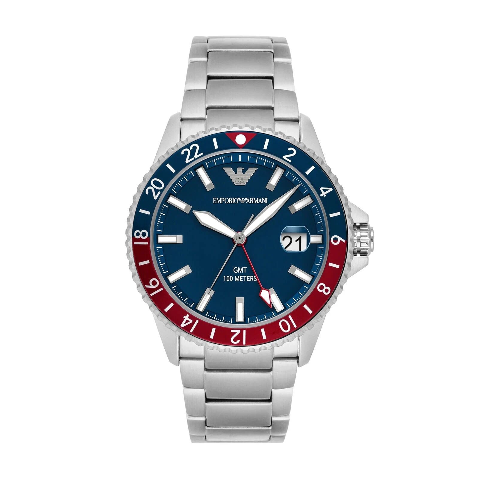 Emporio Armani AR11590 Diver GMT Blue Dial Men’s Automatic Quality Watch