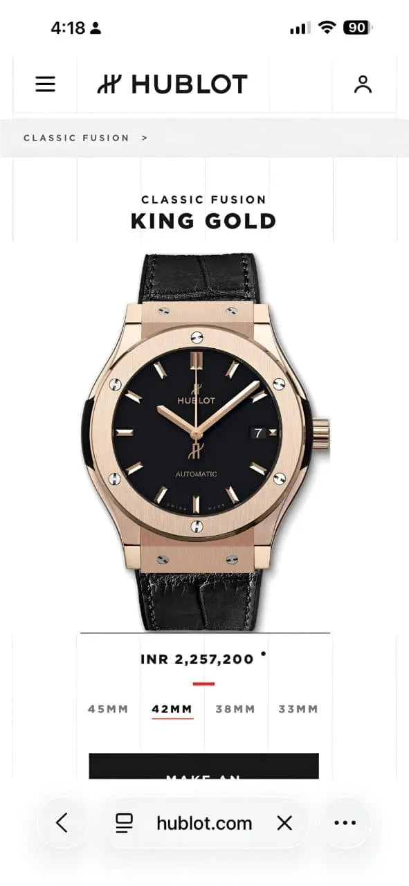 HUBLOT CLASSIC FUSION AUTOMATIC BLACK DIAL