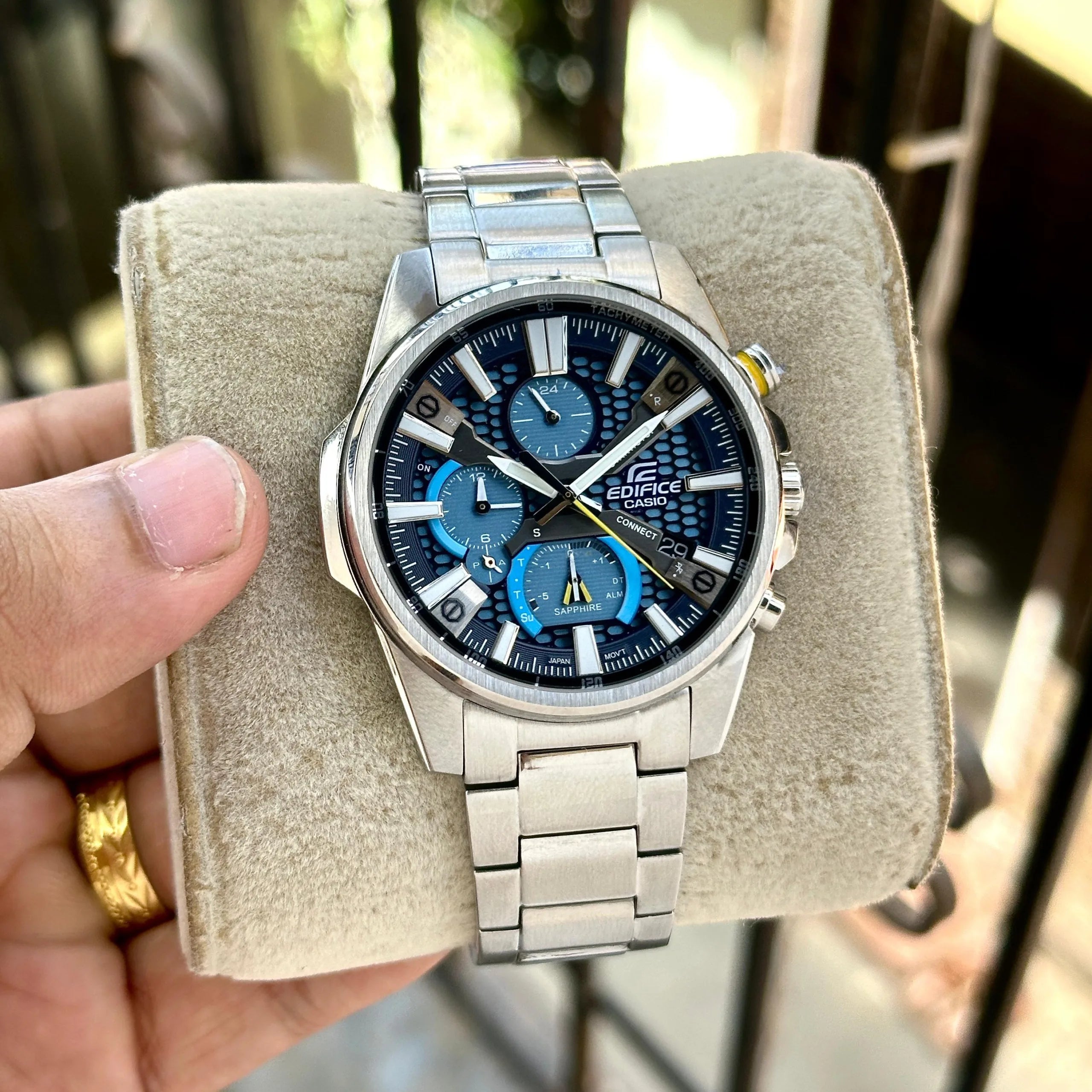 CASIO EDIFICE EQB-1200D-2A BLUE MULTI LAYER CHRONOGRAPH DIAL