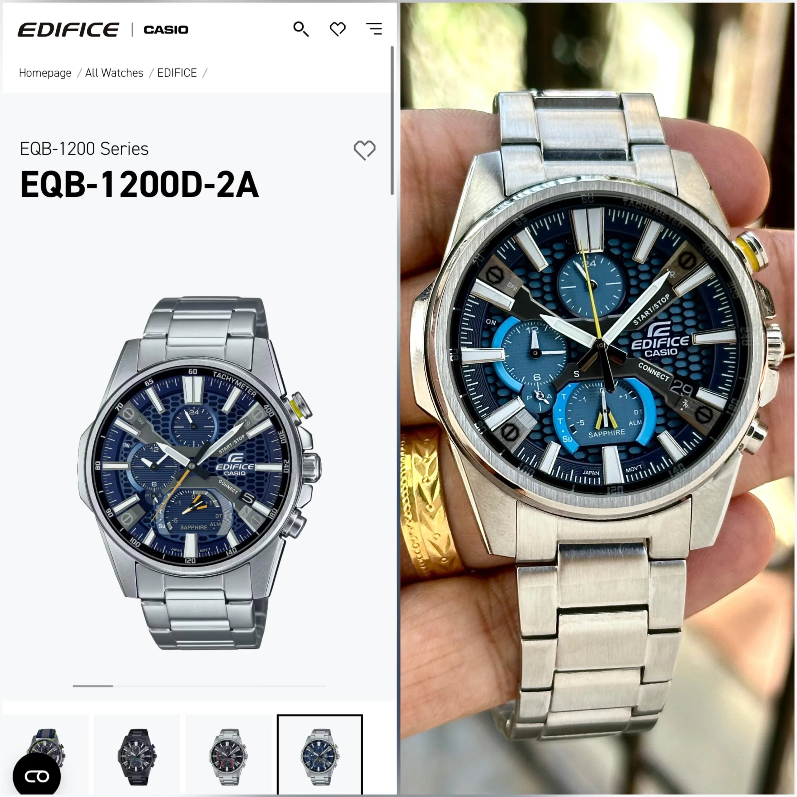 CASIO EDIFICE EQB-1200D-2A BLUE MULTI LAYER CHRONOGRAPH DIAL