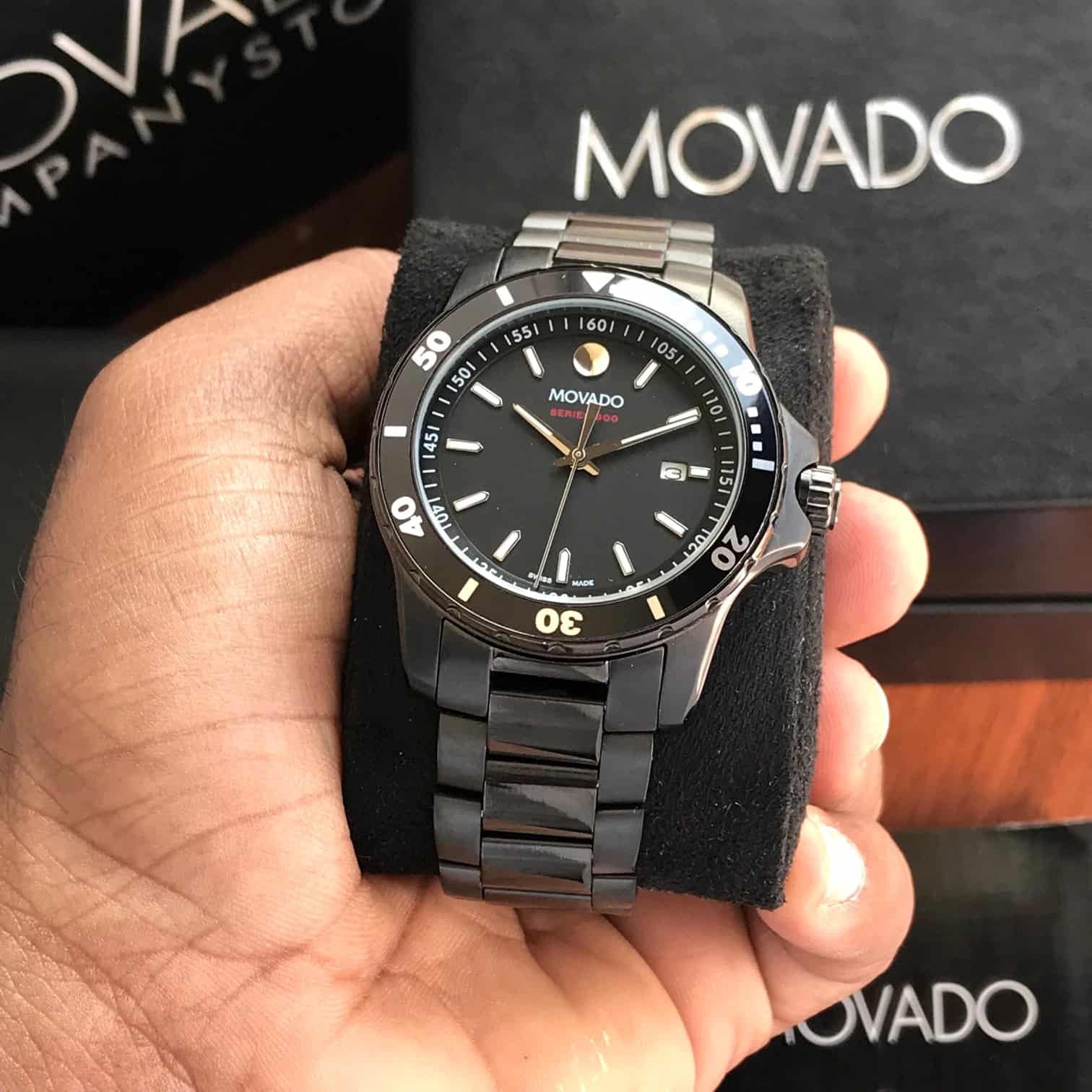 Movado 800 Series Black Dial Black PVD Japanese Men’s Watch