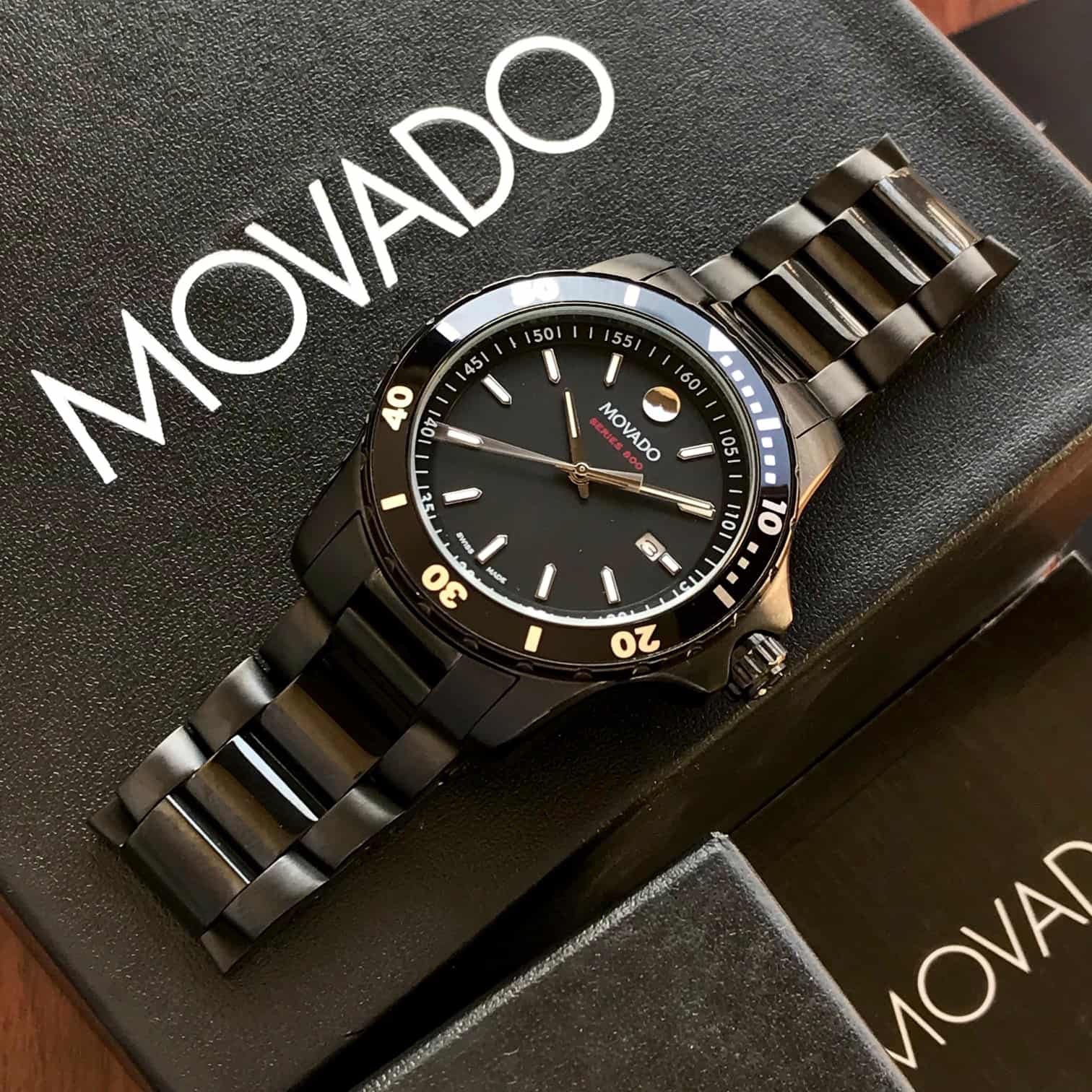 Movado 800 Series Black Dial Black PVD Japanese Men’s Watch